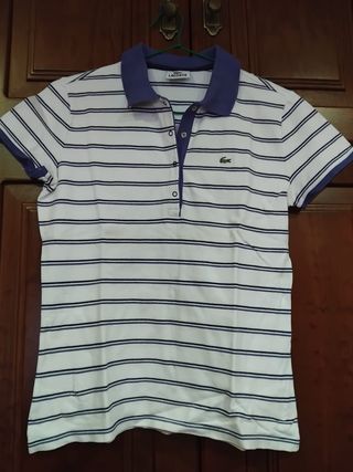 Polo Lacoste Rayas Azul y Blanco