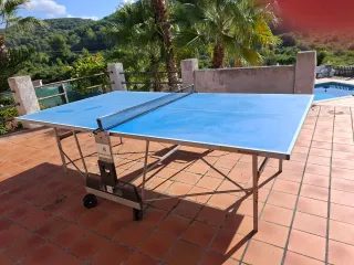 Mesa de ping pong plegable azul