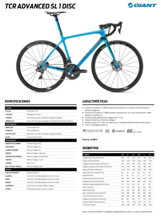 Bicicleta Giant TCR Advanced SL1 Disc. Talla M.