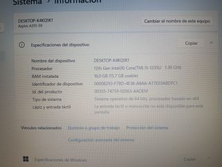 PORTATIL ACER ASPIRE 3 A315-59-50NS 16GB - 512SSD