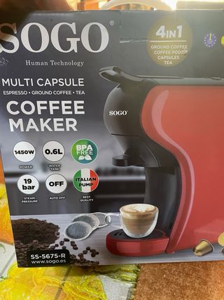 Cafetera Sogo Multicápsulas Roja