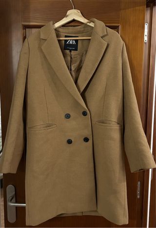 Abrigo Zara  Hombre Camel Doble Botonadura XL
