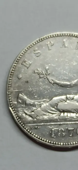 Moneda 5 Pesetas Plata 1870 España