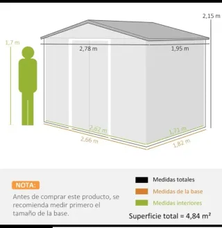Caseta Jardín imitación Madera 4,85m2