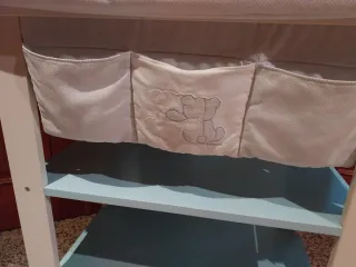 Cambiador bañera bebé madera azul y blanco