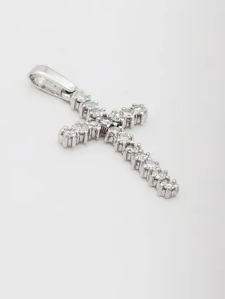 Colgante Cruz en Oro 18k con brillantes.