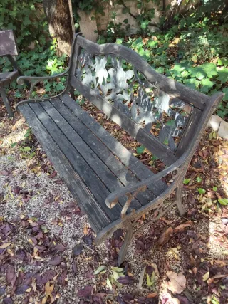 Banco jardín retro madera maciza y hierro fundido