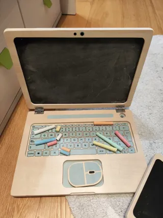 Set Teletrabajo Madera Juguete Pizarra