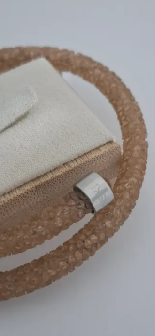 Pulseira Swarovski Dourada e Rosa