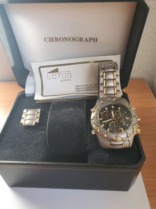Reloj Lotus Cronógrafo Alarma Titanio Oro Plata