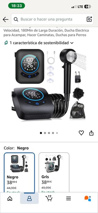 Ducha Portátil Camping a batería