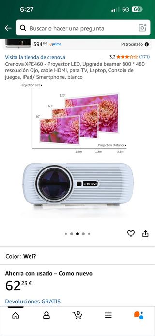 Proyector Crenova XPE460 LED negro