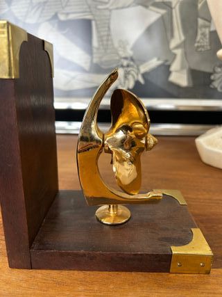 Par sujetalibros palisandro y latón