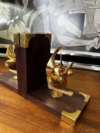 Par sujetalibros palisandro y latón