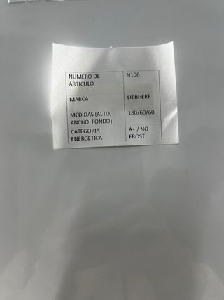 Nevera Liebherr Blanca