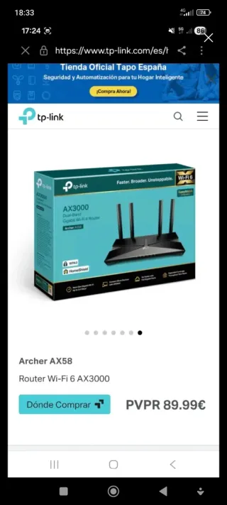 Router TP-Link AX3000 Wi-Fi 6 Dual-Band