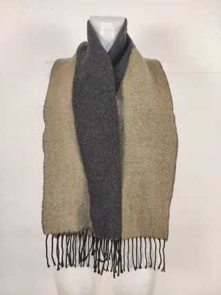Sciarpa unisex lana d'agnello beige/grigio