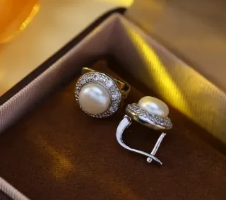 Pendientes Vintage Perla Chapados Plata