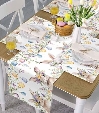 Runner Tavola Pasqua Coniglietti Uova 33x122cm