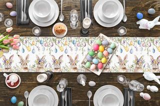 Runner Tavola Pasqua Coniglietti Uova 33x122cm