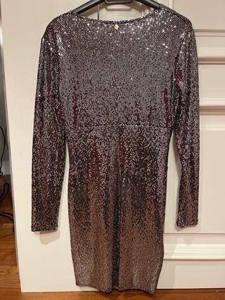 Vestido de fiesta lentejuelas plateado