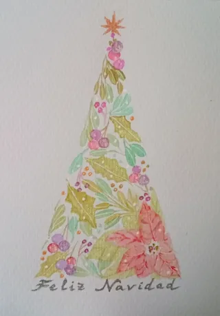 4 Acuarelas Navideñas Florales