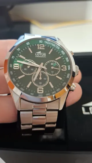 Reloj Lotus Cronógrafo Verde y Plateado