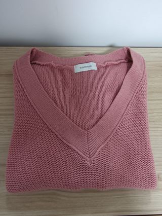 Jersey Somsis rosa de punto con cuello en V