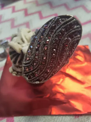 Anillo bisutería morado y plateado