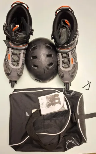 Pattini Oxelo Diabolo Taglia 44 con Casco, protezioni