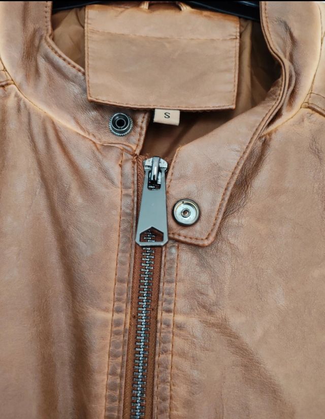 Chaqueta polipiel marrón hombre Talla XS