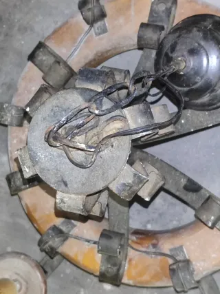 Lámpara de forja vintage madera