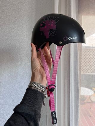 Casco Oxelo Skate Roller Patines Negro Flores