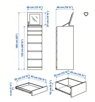 Cajonera IKEA MALM con espejo
