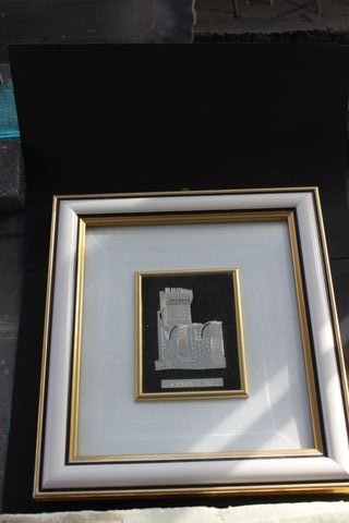 Quadretto in pelle marrone/grigio