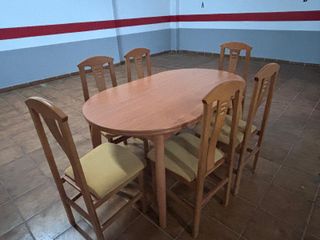 Mesa comedor extensible madera 6 sillas