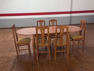 Mesa comedor extensible madera 6 sillas
