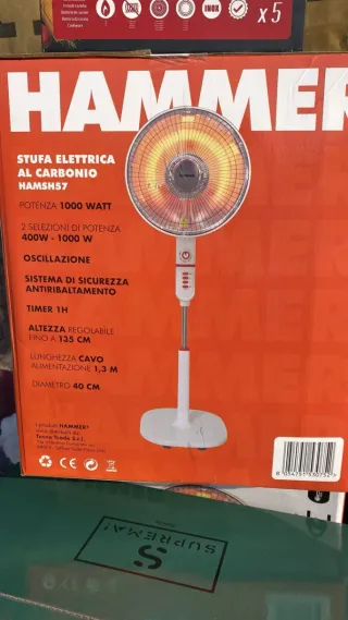 Stufa elettrica al carbonio HAMMER 1000W