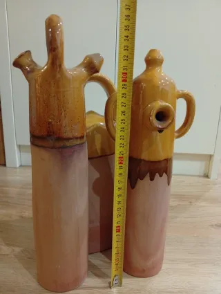 Lote 3 botijos de barro y esmalte