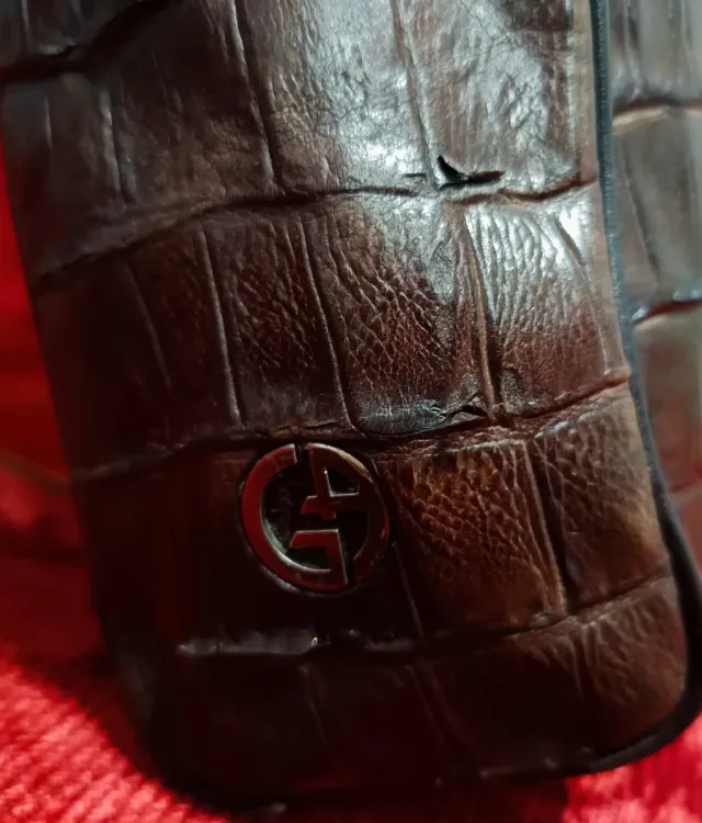 Bolso Piel Cocodrilo Giorgio Armani Marrón