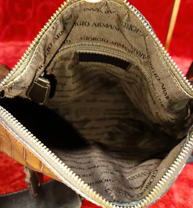 Bolso Piel Cocodrilo Giorgio Armani Marrón