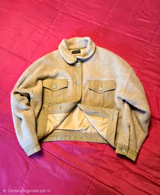 Jaqueta bege e castanha