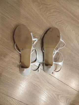 Sandalias tacón fiesta plateadas n°39