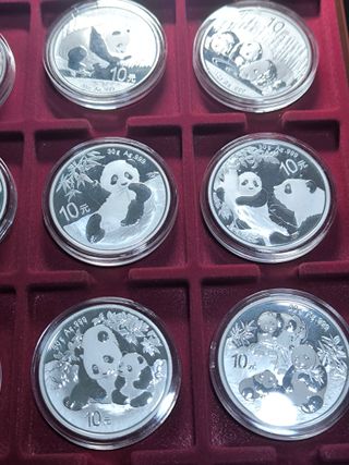 Colección 16 Monedas Plata PANDA 1 Onza