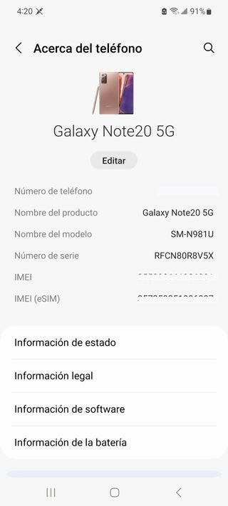 Samsung Galaxy Note 20 5G SM-N981U Rosa/Dorato