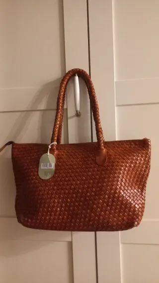 Bolso de cuero trenzado nuevo 44x26 cm