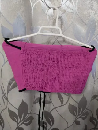 Conjunto falda y top morado con negro