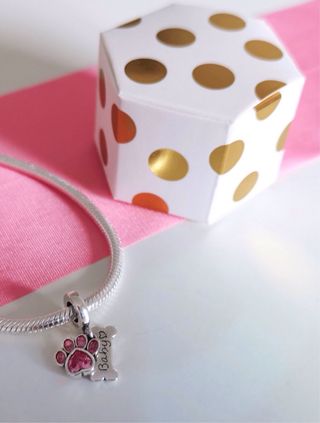 CHARM PERRO Y HUESO COLGANT ROSA PARA PANDORA CAJA