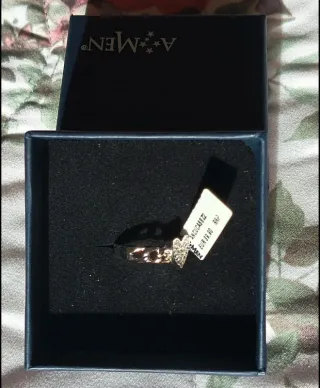 Anello Cuore con Catena Amen Argento