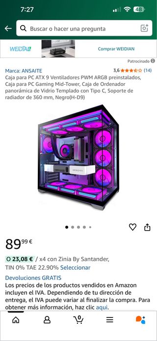 Caja PC ATX 9 Ventiladores PWM ARGB